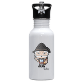 Da Oid Sinzer Griller Edelstahl Trinkflasche mit klappbarem Mundstueck 500ml Weiss Rotwand Front